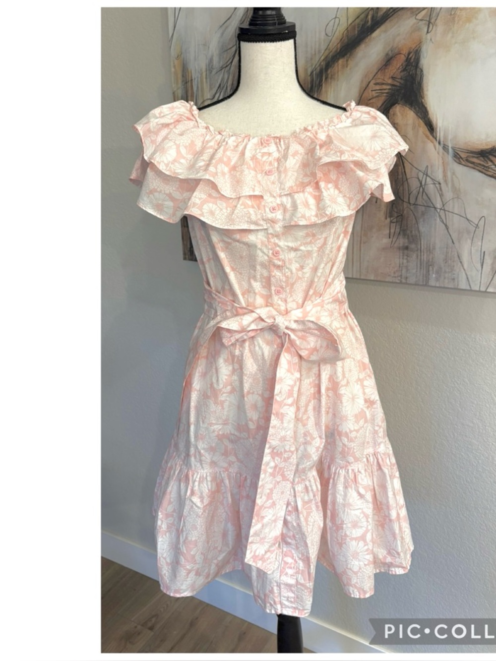 LISA MARIE FERNANDEZ X TARGET PINK FLORAL RUFFLE SLEEVE TIERED MINI DRESS